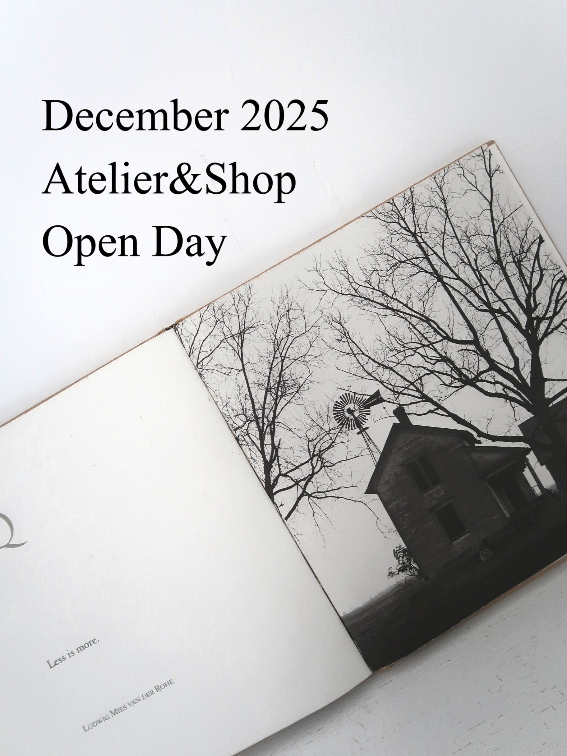 12月のアトリエショップ Open Day のご案内。